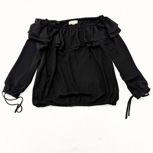 Michael Kors Black Ruffle Bohemian Top Size Small Mint Condition - Picture 1 of 6